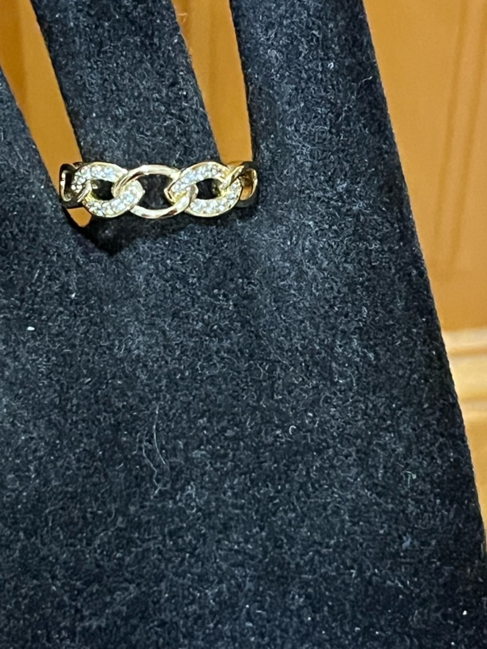 14k Gold Plated Chain-Link Cubic Zirconia Women's Ring - Picture 5 of 11